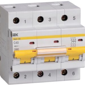 Выключатель автоматический модульный 3п C 40А 10кА ВА47-100 IEK MVA40-3-040-C оптом купить цена